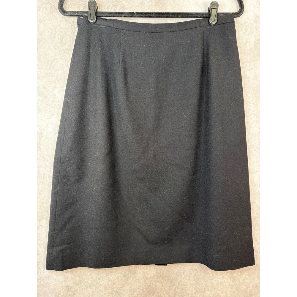 Preston & York‎ Pencil Skirt Women Size 12 Black 100% Wool Zip Back Lined